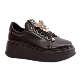 CheBello Scarpe sportive con plateau e decorazione, nere nero