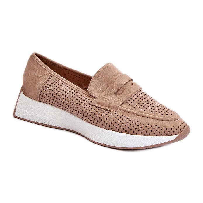Mocassini con plateau da donna, colore beige