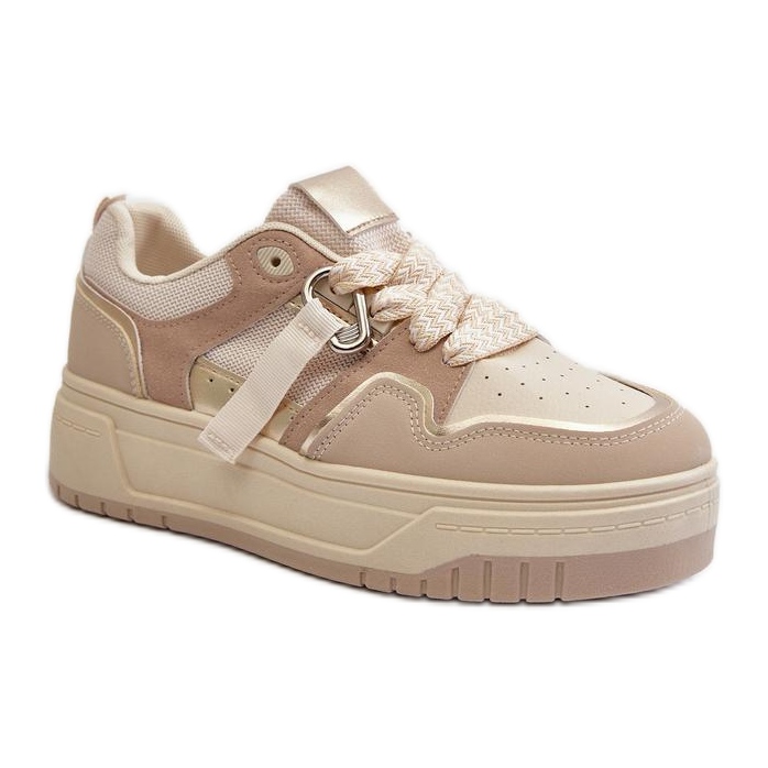 Scarpe sportive con plateau beige
