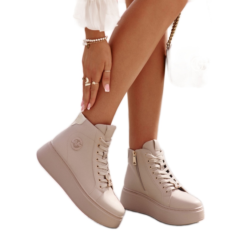 Vinceza Sneakers platform da donna beige