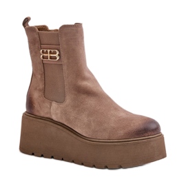 Zazoo Stivali con plateau da donna beige
