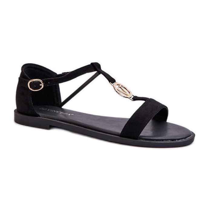 Sandali da donna con decoro oro Vinceza Black nero