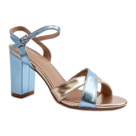 Sandali con tacco alto blu/oro