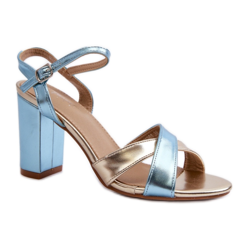 Sandali con tacco alto blu/oro