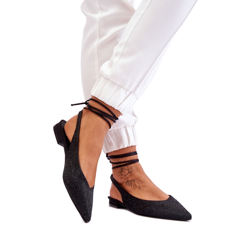 Ballerine da donna con tacco aperto Nero