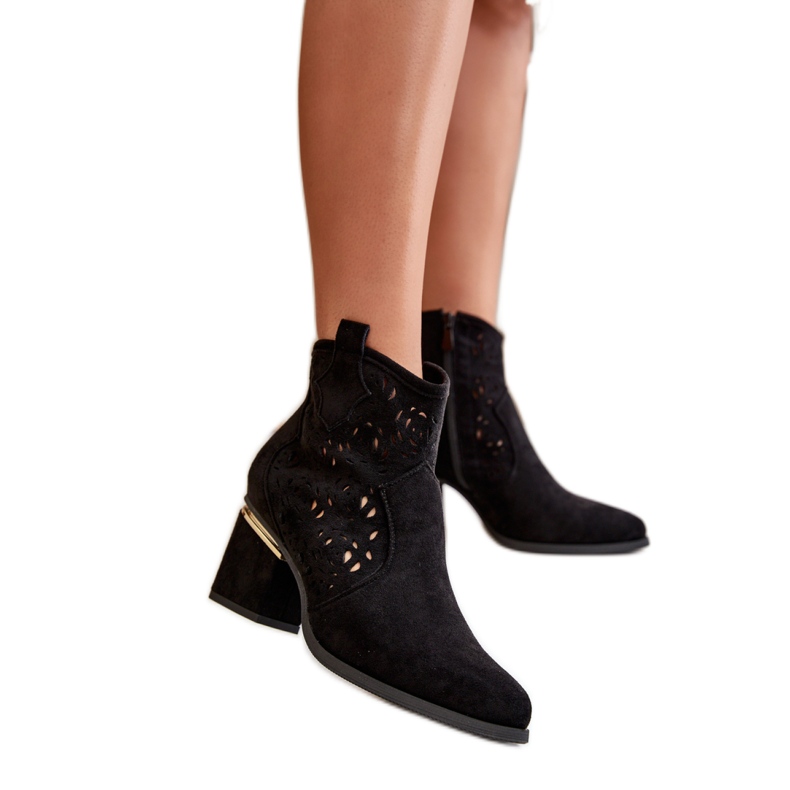 Stivali da cowboy neri con tacco basso nero