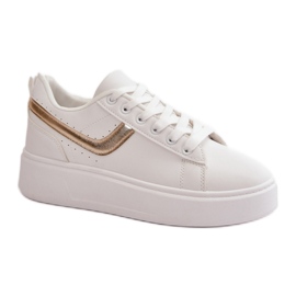 Sneakers con plateau bianche/oro bianco