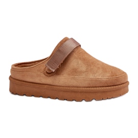 Ciabatte da donna con plateau color cammello marrone