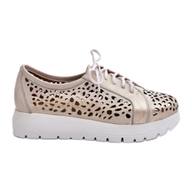 Scarpe in pelle da donna Zazoo color oro d'oro