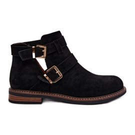 Stivaletti da donna con strisce decorative Nero