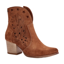 Stivaletti da donna traforati Lewski Camoscio Marrone
