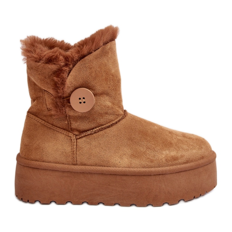 Doposci da donna con pelliccia sulla piattaforma Camel marrone