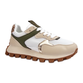 Scarpe sportive da donna sulla piattaforma Beige/Verde