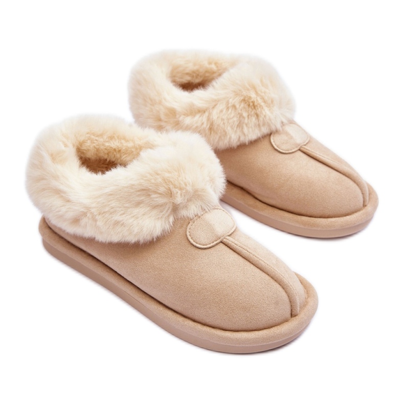Pantofole slip-on da donna isolanti beige chiaro