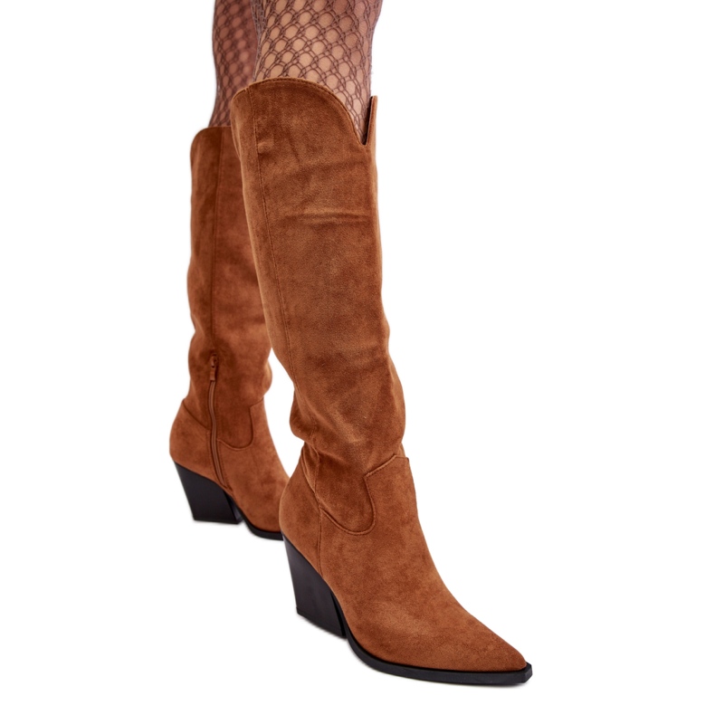 Stivali texani da donna color cammello marrone
