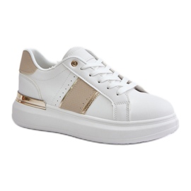 Scarpe sportive da donna sulla piattaforma Beige bianca