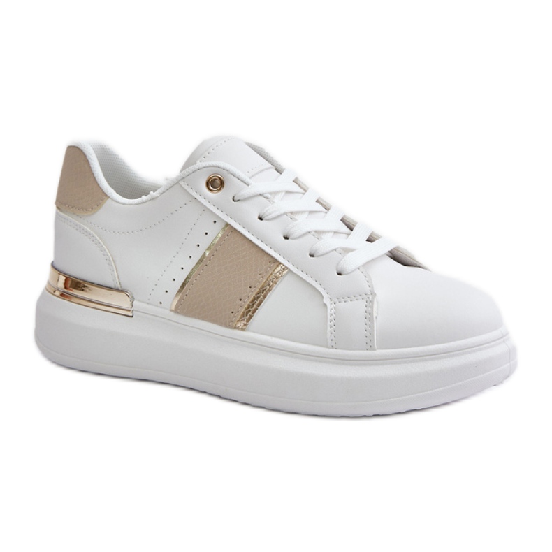 Scarpe sportive da donna sulla piattaforma Beige bianca