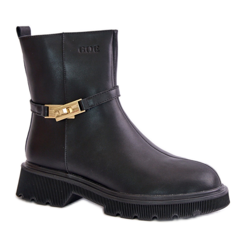 GOE Stivaletti da donna in pelle con cintura Nera nero