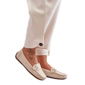 Mocassini da donna in camoscio beige