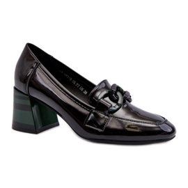 Décolleté da donna con tacco alto con decorazione Nero/Verde
