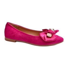 Ballerine in camoscio con fiocco Fucsia rosa
