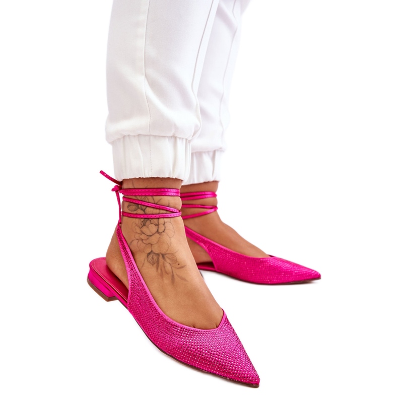 Ballerine allacciate con strass fucsia rosa