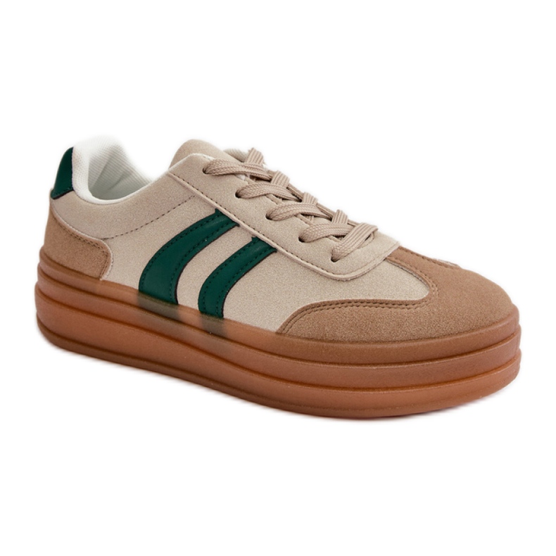 Scarpe sportive con plateau beige/verde