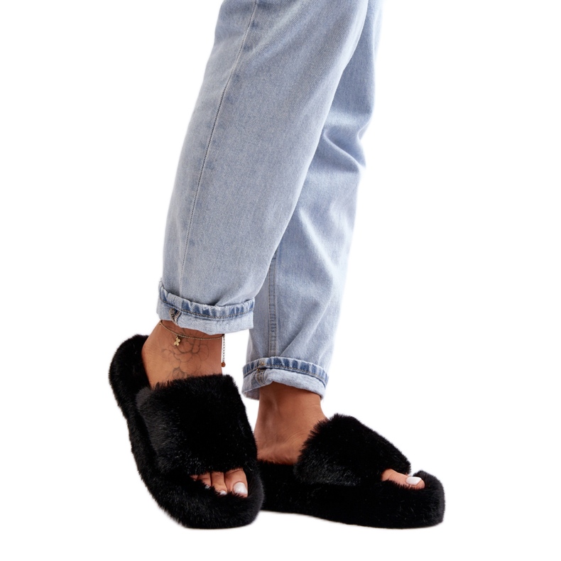 Pantofole in pelliccia da donna nere nero