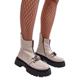 Stivaletti bassi da donna Lacca Grigio Chiaro