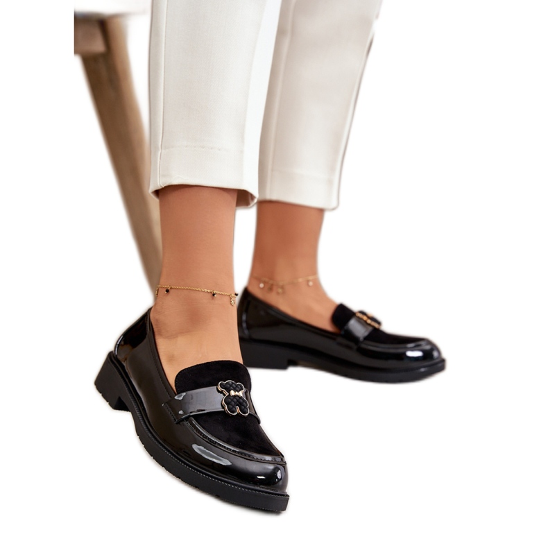 Mocassini da donna con decorazione S.Barski Black Lacquer nero