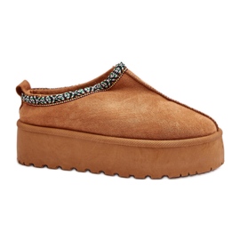 Ciabatte da donna con plateau color cammello marrone