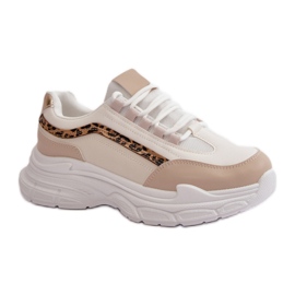 Scarpe sportive beige/leopardo con suola massiccia