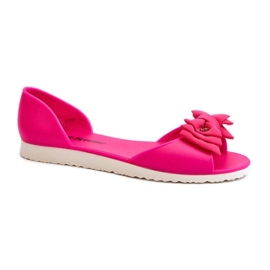 Ballerine da donna in gomma con fiocco fucsia rosa