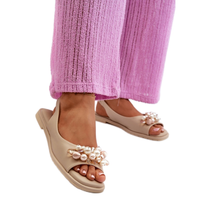 Sandali da donna con decorazioni S.Barski Beige