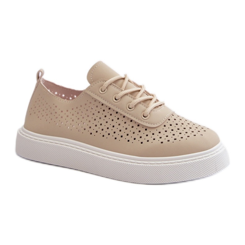 Sneaker platform traforata beige