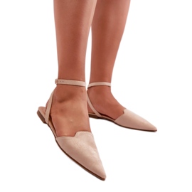 Ballerine stringate in camoscio beige