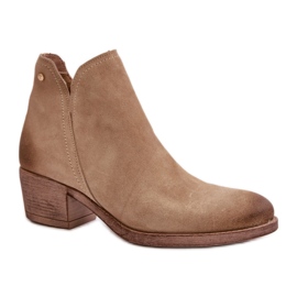 Stivali da donna in camoscio beige Zazoo