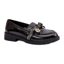 S.Barski Mocassini in vernice nera con fiocco nero