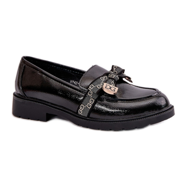 S.Barski Mocassini in vernice nera con fiocco nero