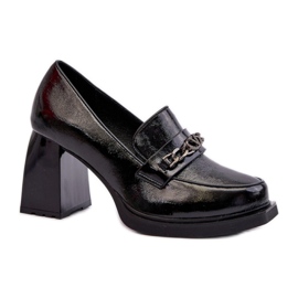 Décolleté con tacco alto in vernice nera nero