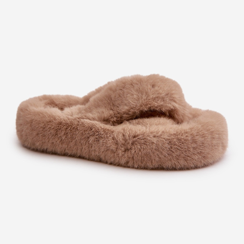 Pantofole da donna in pelliccia con spessa suola Beige
