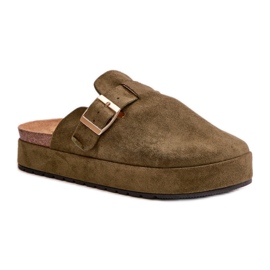 Pantofole da donna sulla piattaforma Green verde