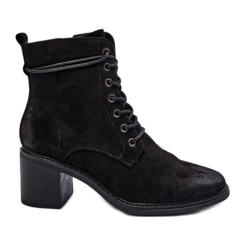 Stivaletti da donna con tacco basso in camoscio nero