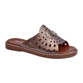 Infradito da donna lucide con decoro Rame marrone