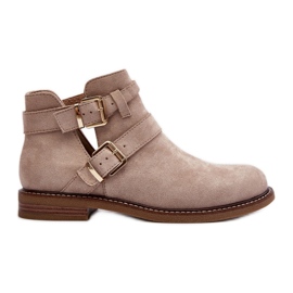 Stivaletti da donna beige con righe decorative