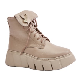 Zazoo Stivali con plateau da donna beige
