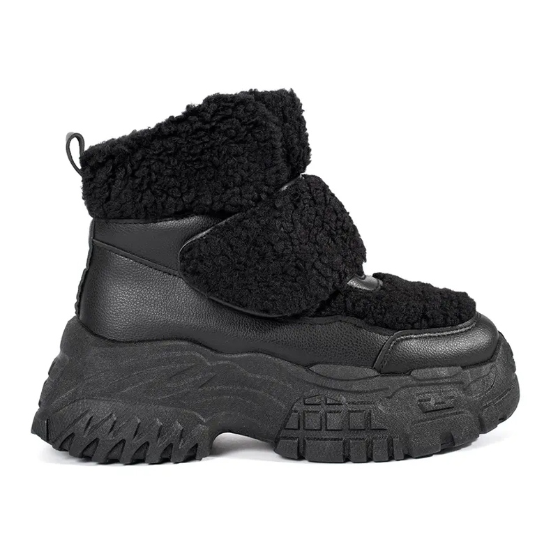 Seastar Doposci neri con plateau e pelliccia in shearling nero