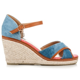 Vices Espadrillas in denim sulla zeppa blu