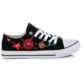 Sneakers stringate con toppe nero