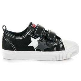 L&H Sneakers in pelle con velcro nero